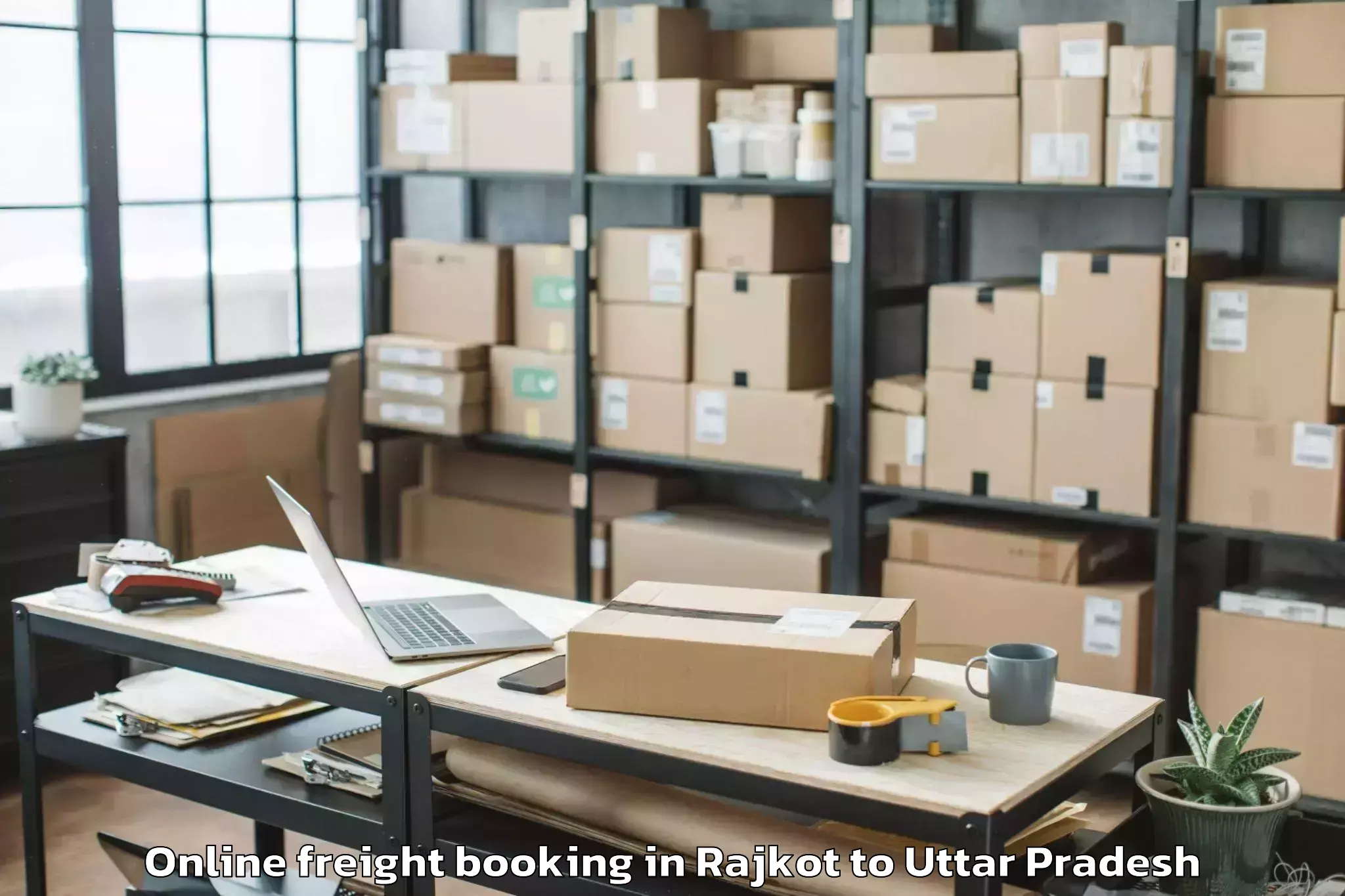 Easy Rajkot to Bilthra Online Freight Booking Booking